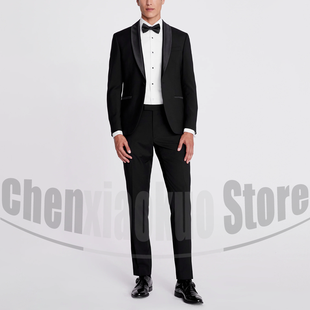 Men Formal Wear 2025 - Schwarze Herrenanzüge, 2-teilig, modisch, Schalkragen, ein
