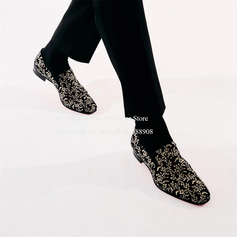Men'S Formal Party Wear Shoes - Schwarze Slipper aus Seidensamt für Herren,