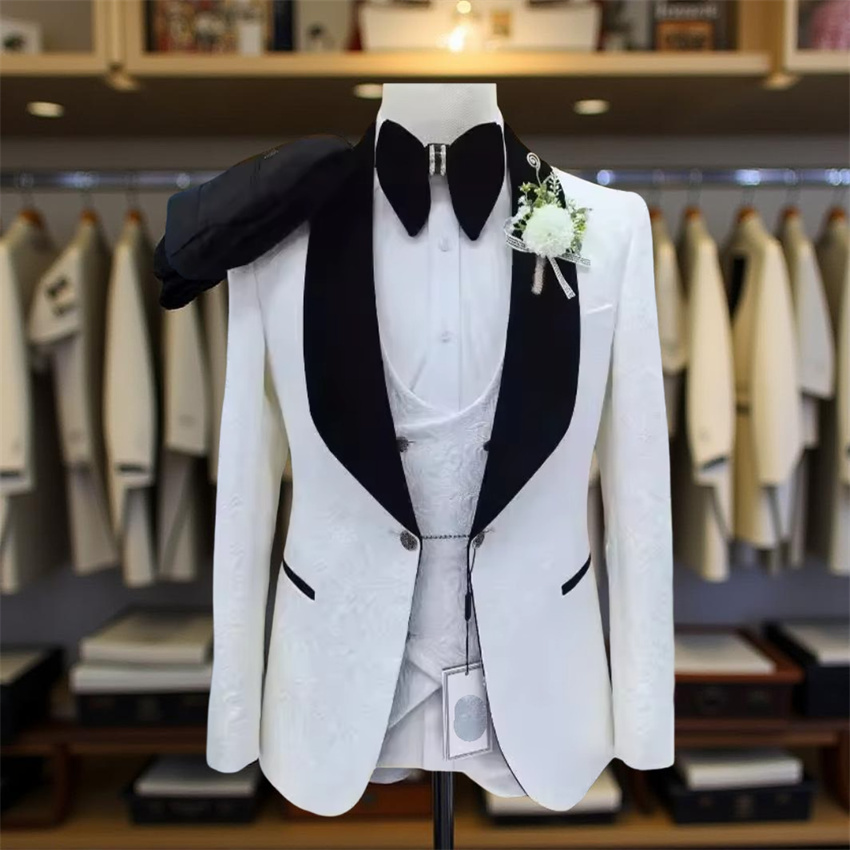 Men Formal Wear 2025 - 3-teilige Blumen-Hochzeitsanzüge für Männer, schmale Passform,