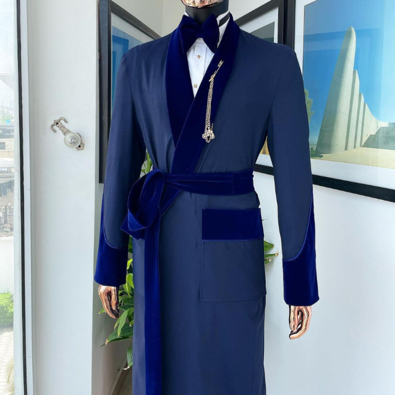 Men Formal Wear With Coat - Maßgeschneiderter königsblauer Herrenanzug, lange Jacke, 1-teilig