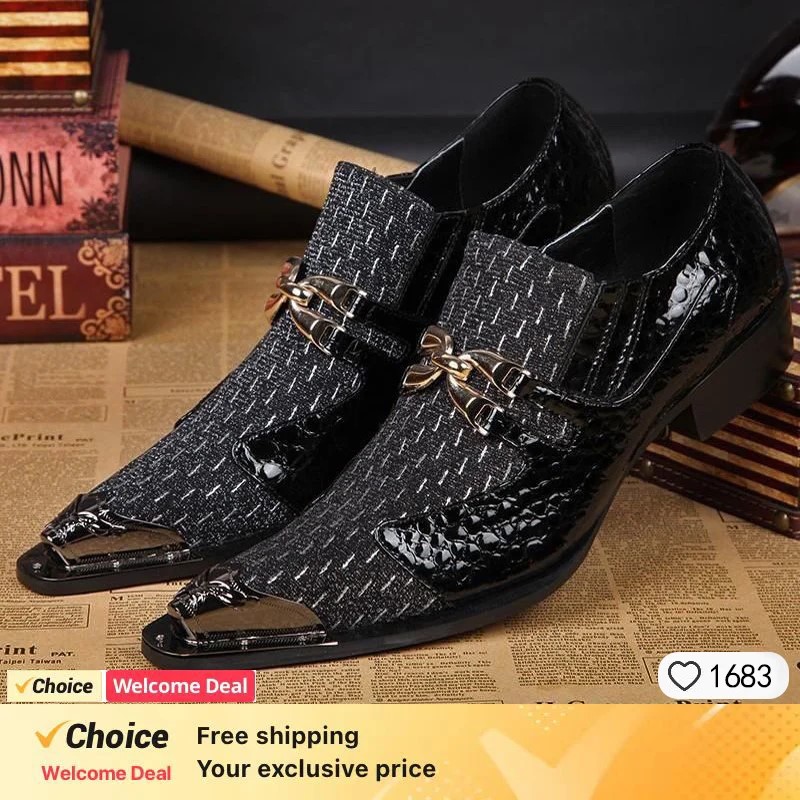 Men'S Formal Party Wear Shoes - Frühlings- und Herbstschuhe mit Krokodilleder-Optik und