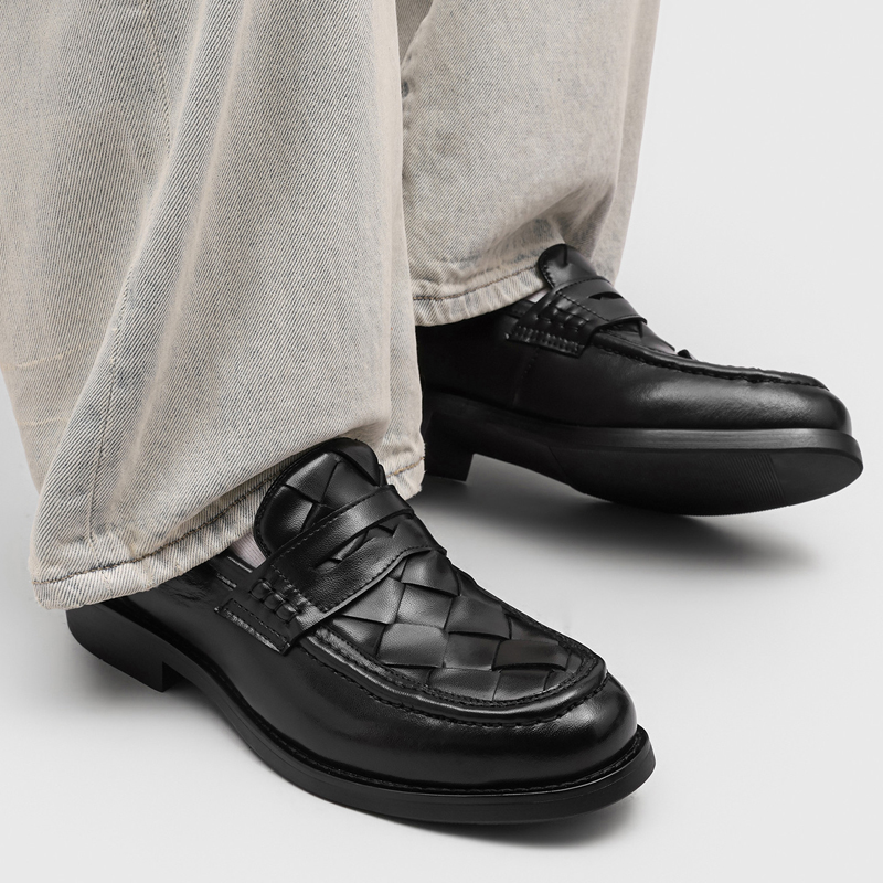 Handgefertigte gewebte Penny-L – Formal Men Daily Wear Shoes Bewertung und Preis
