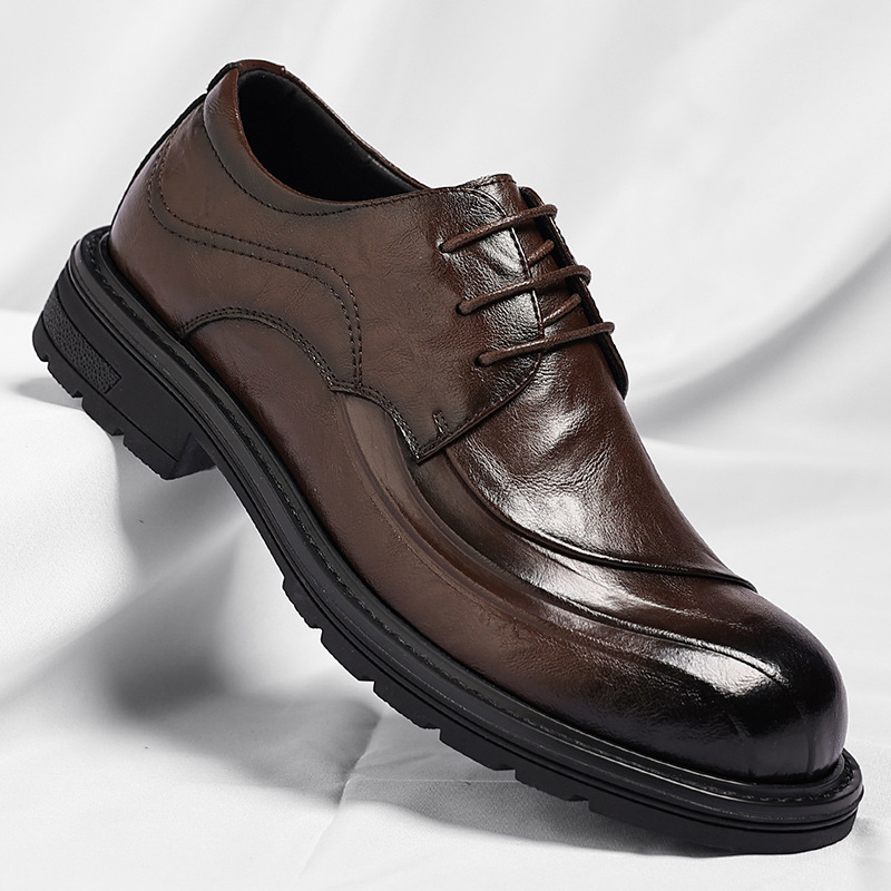 Braune, glänzende, echte Leder – Formal Men Daily Wear Shoes Bewertung und Preis