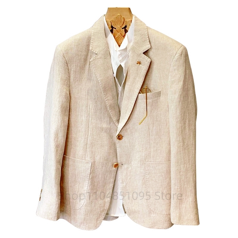 Beiger Herrenanzug Leinen-Blaz – Men Formal Wear Design Bewertung und Preis