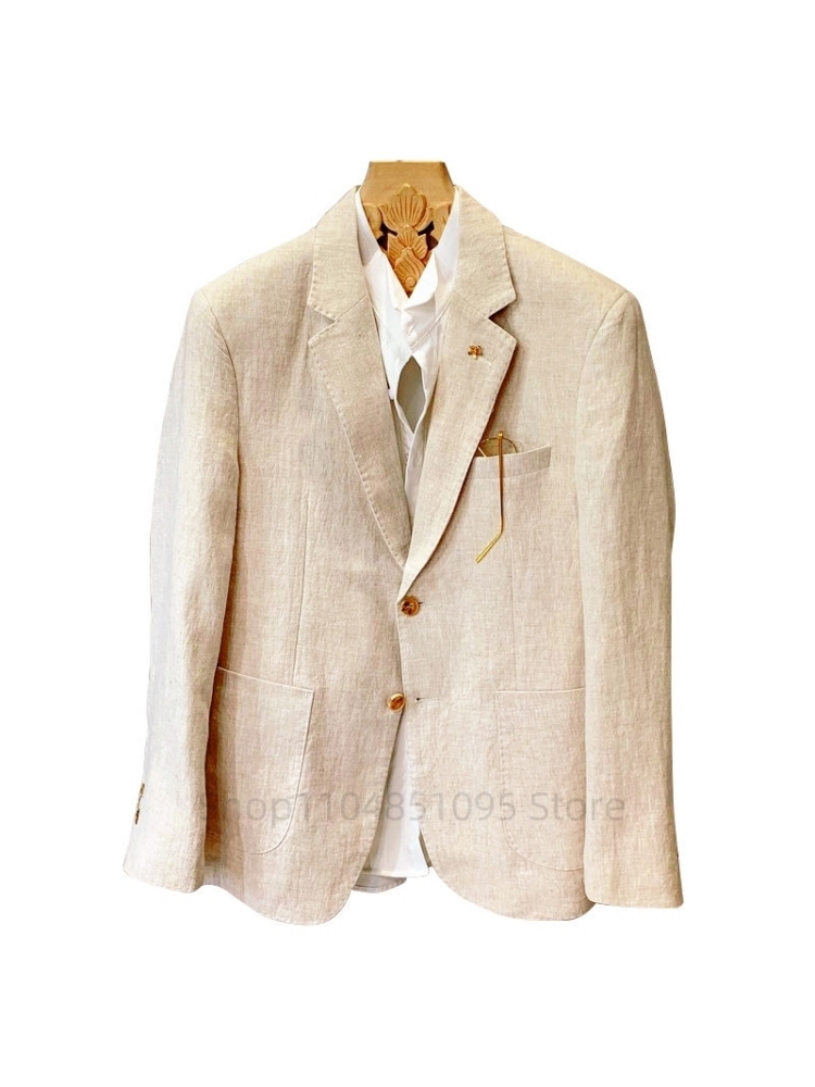 Beiger Herrenanzug Leinen-Blaz – Men Formal Wear Design Bewertung und Preis
