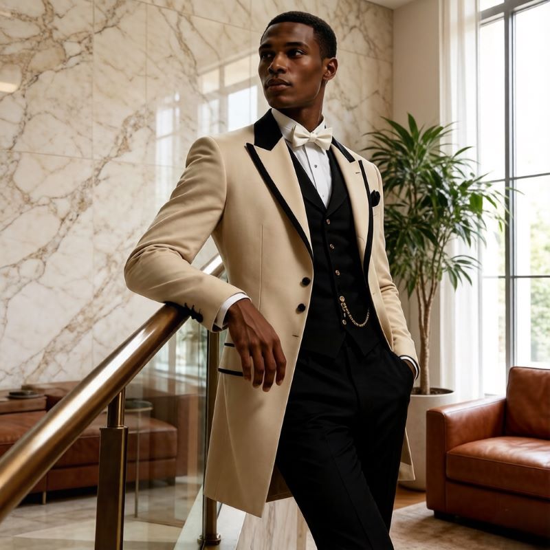 3-teilige Hochzeitsanzüge für  – Men Formal Wear Jacket Bewertung und Preis