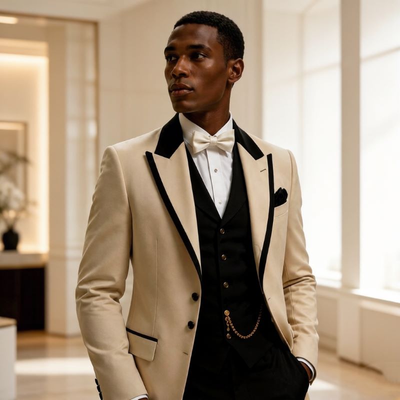 3-teilige Hochzeitsanzüge für  – Men Formal Wear Jacket Bewertung und Preis