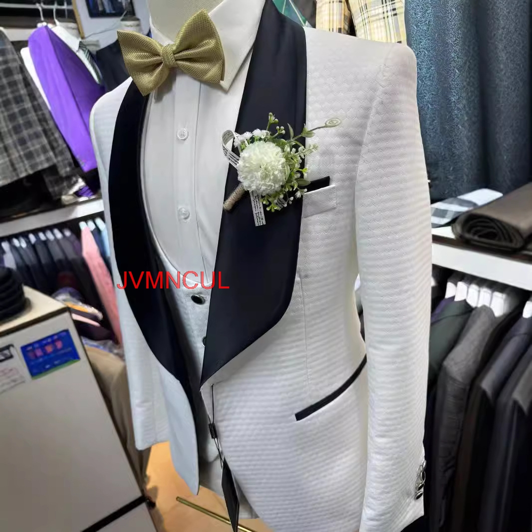 2026 Herren Weißer Jacquard 3- – Men'S Formal Wear For Reception Bewertung und Preis