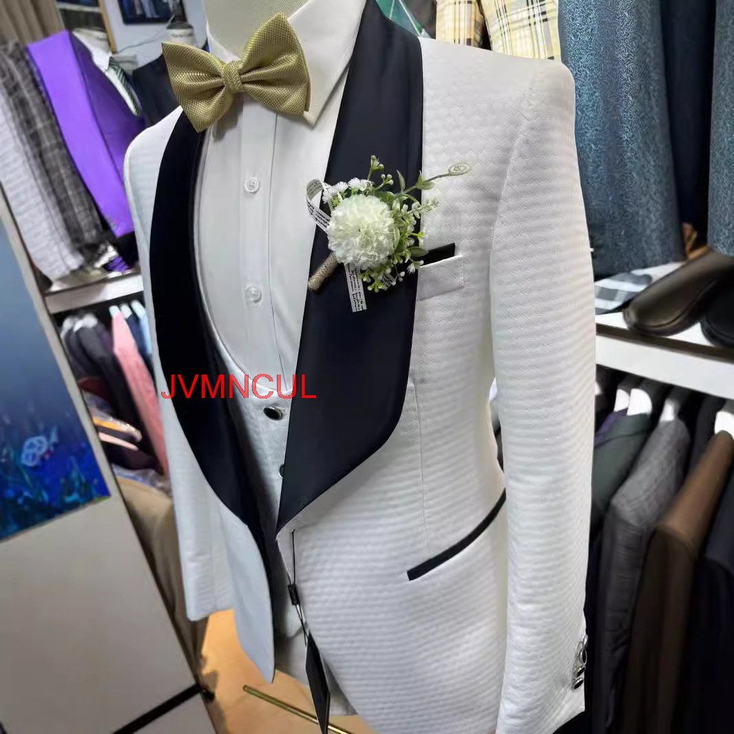 2026 Herren Weißer Jacquard 3- – Men'S Formal Wear For Reception Bewertung und Preis