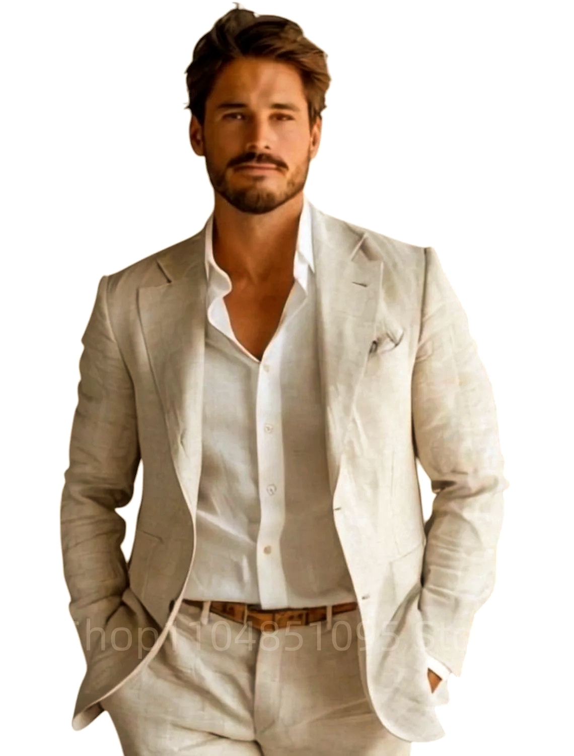 Blauer Slim-Fit Herren-Leinenb – Men Formal Wear Design Bewertung und Preis