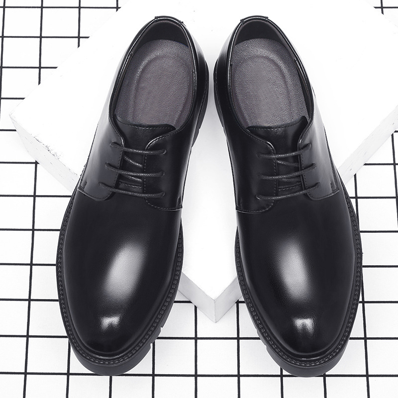 Herrenschuhe aus schwarzem Led – Formal Men Daily Wear Shoes Bewertung und Preis